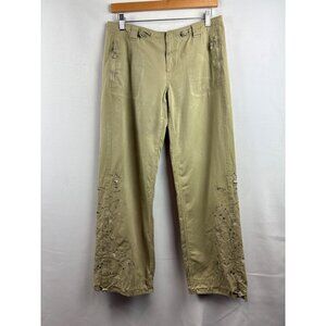 The Original Arizona Jean Co. Womens Khaki Cargo Pants Size 7 With Embroidered D